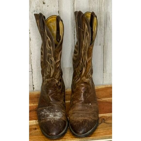 Justin Men\'s Western Cowboy Boots Brown Leather‎ Size 10.5 D main image 5